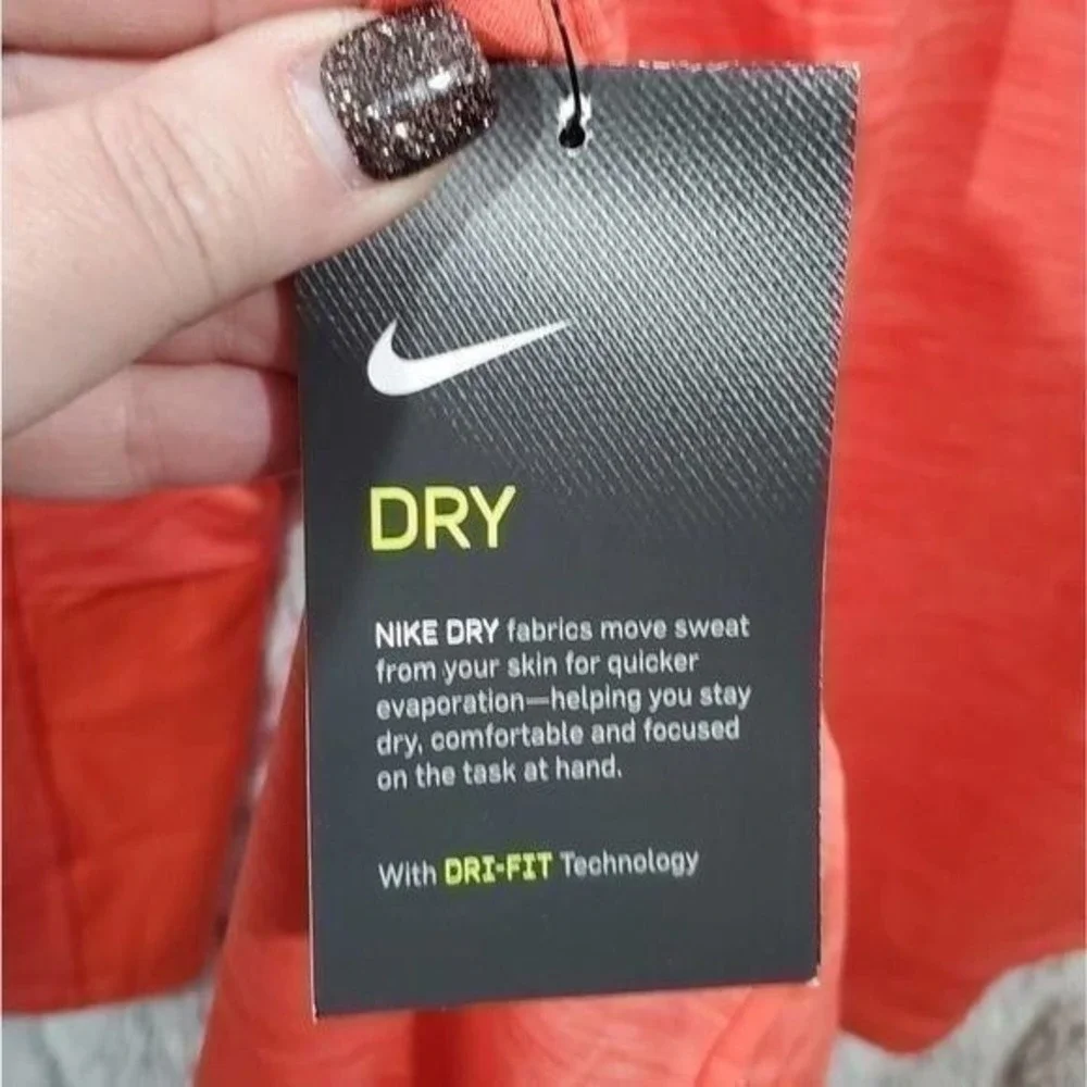 Nike Dri Fit‎ Long Sleeve Running Shirt Women Coral Orange Athletic Top